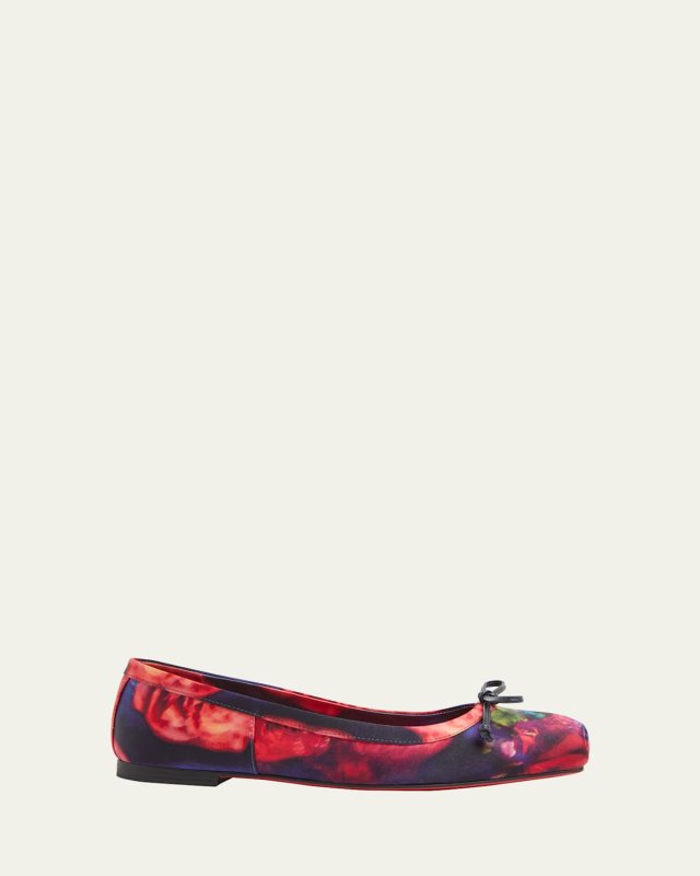 Mamadrague Multi Silk Red Sole Ballerina Flats